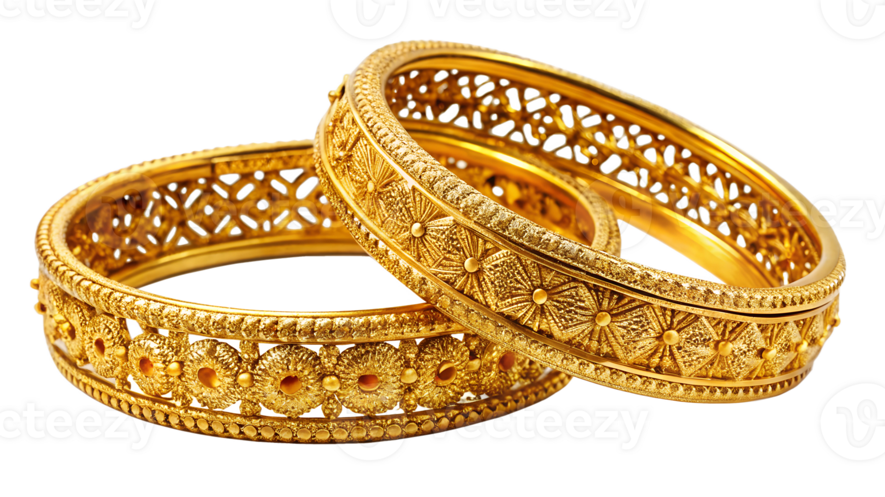 intricate-gold-bangles-on-display-cut-out-transparent-png