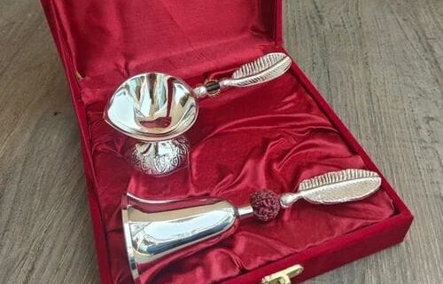 Bell with silver plated diya