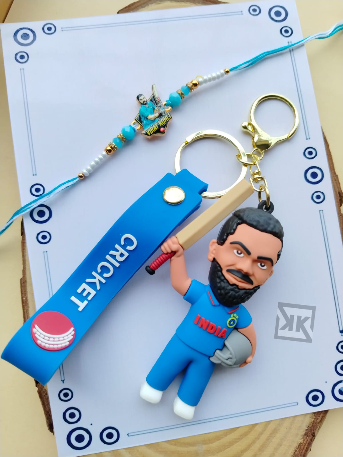 Designer Rakhi Combo with Keychain – Perfect Raksha Bandhan Gift