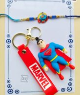 Raksha Bandhan Gift Combo – 1 Designer Rakhi + 1 Premium Keychain