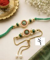 Meenakari Couple Rakhi – Bhaiya & Bhabhi Rakhi Set | Raksha Bandhan Special