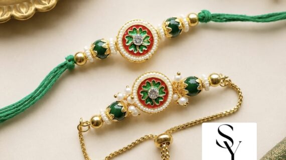 Meenakari Couple Rakhi – Bhaiya & Bhabhi Rakhi Set | Raksha Bandhan Special