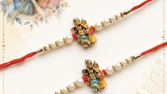 Krishna Radha Rakhi Set (2 Pieces) – Divine Raksha Bandhan Collection