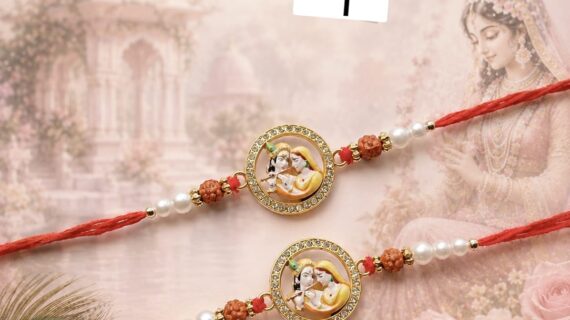 Radha Krishna Rakhi Set (2 Pieces) – Raksha Bandhan Special
