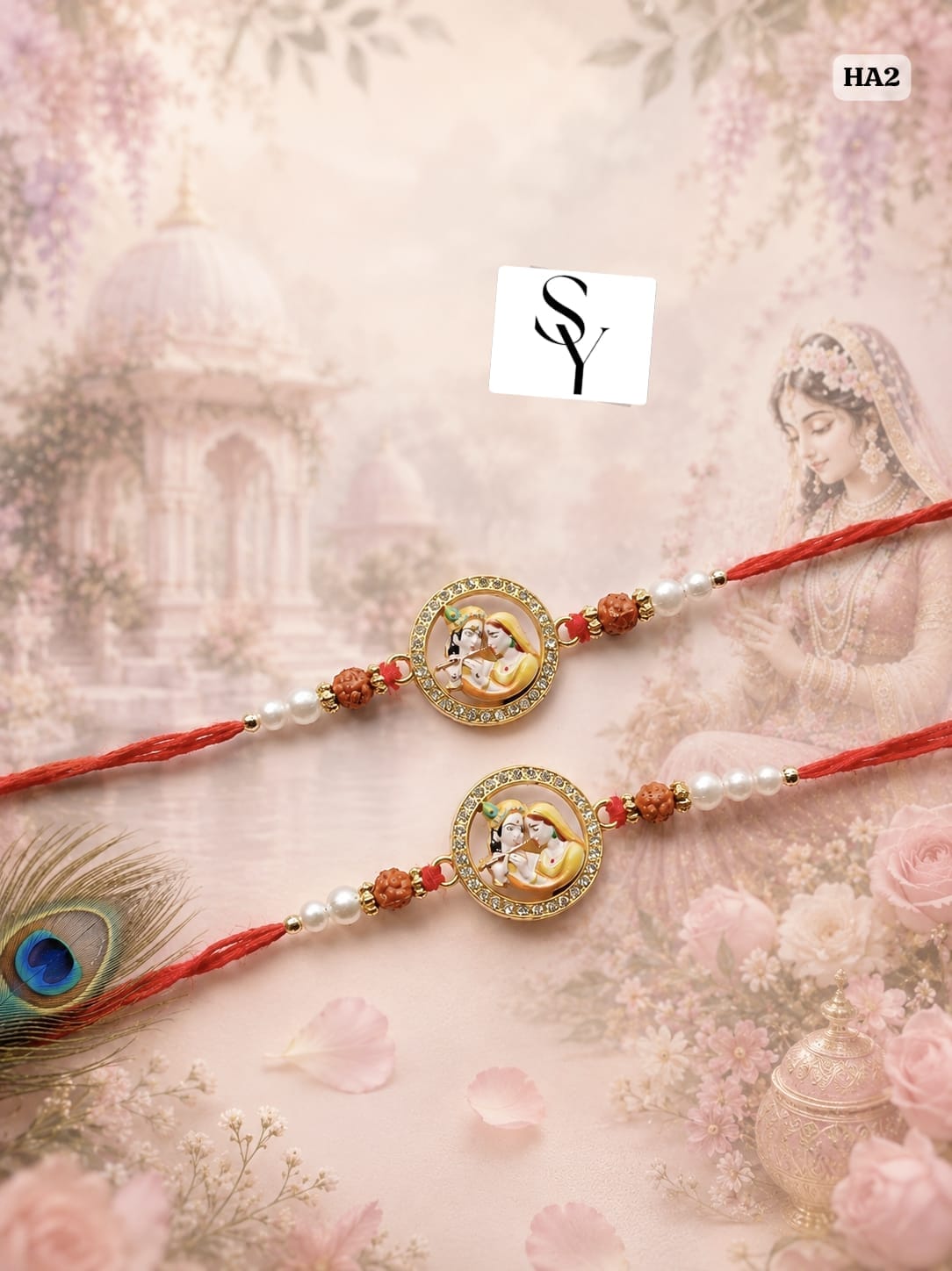 Radha Krishna Rakhi Set (2 Pieces) – Raksha Bandhan Special